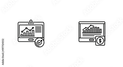 Finance and billing dashboard icons set for business data analysis and payment management with dashboard analysis business accounting management reporting corporate statistics interface