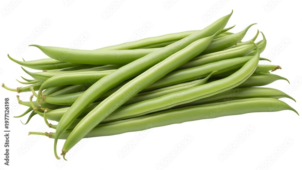 Fototapeta premium A bunch of fresh green beans on transparent background