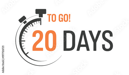 Countdown timer graphic displaying 20 days to go in orange text