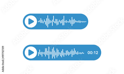 Two blue voice message icons with play buttons and waveforms displayed