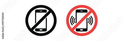 No mobile phones or wireless devices allowed shown in two variations