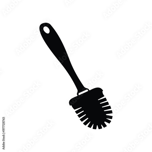 Toilet brush silhouette vector flat design on white background.

