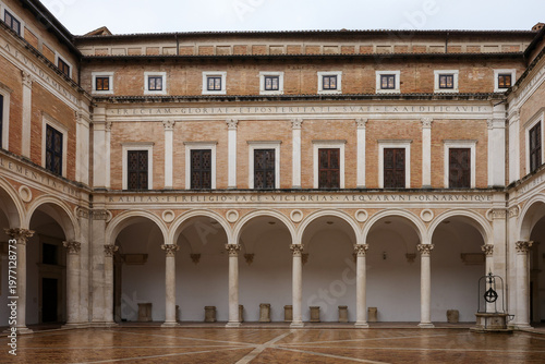 Bild auf Leinwand The arcaded courtyard of the Ducal Palace in Urbino, Italy