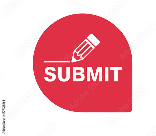 A red submit button with a white pencil icon and text
