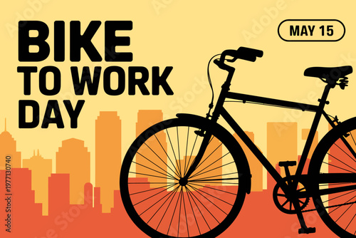 Bike to work day event may 15 cityscape silhouette