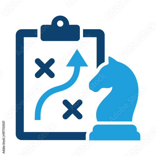 Strategy plan tactic clipboard chess knight game goal management target leadership logic business journey path route point map guide