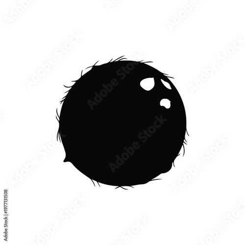 Whole coconut silhouette vector flat design on white background.
