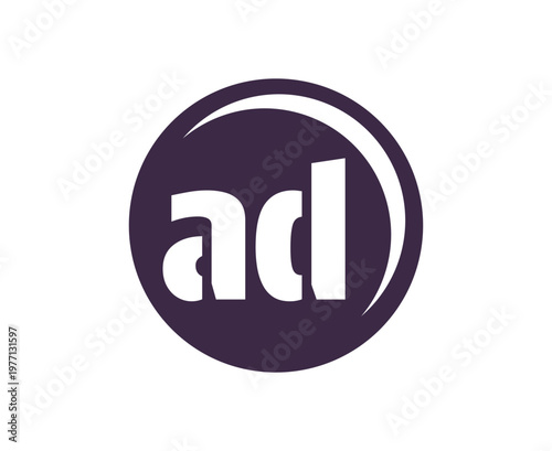 AD sport emblem or team logotype. Ball logo with a combination of Initial letter A and D for balls shop, sports company, training, club badge.