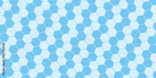 Abstract blue and white hexagon background. Futuristic digital hi-technology banner. Healthcare background.