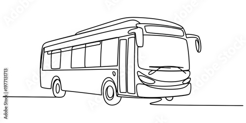 Continuous single line drawing of a city public bus for efficient urban transportation services