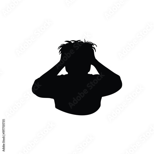 The man is frustrated silhouette vector flat design on white background.