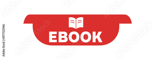 A red banner prominently displaying the word ebook with a book icon