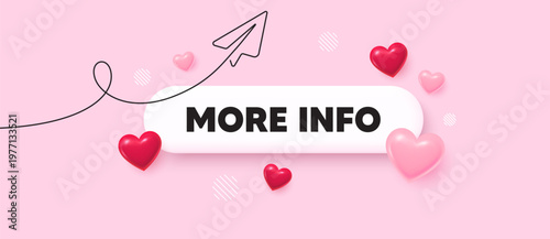 More info search bar. Share plane line icon. More info symbol. Navigation sign. Read description. Search button with 3d hearts. Vector