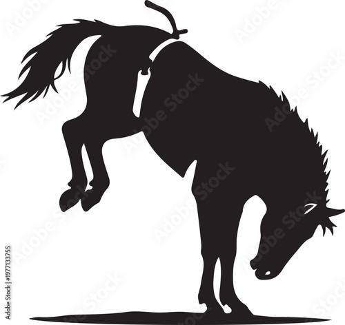 Silhouette of a bucking bronco horse