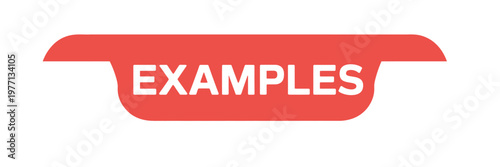 A bright red banner displays the word examples in white lettering