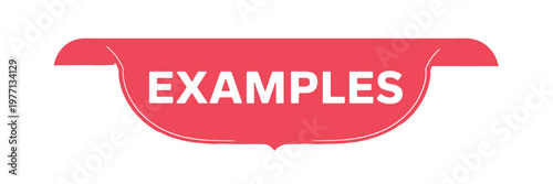 A red speech bubble displays the word examples in white lettering