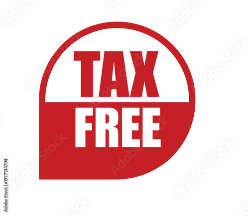 A red and white circular badge displaying the words tax free