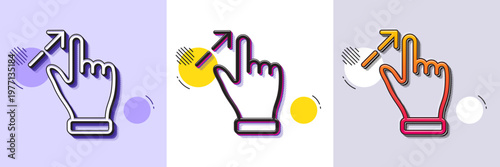 Touchscreen gesture line icon. Halftone dotted pattern. Gradient icon with grain shadow. Slide arrow sign. Swipe action symbol. Line touchscreen gesture icon. Various designs. Vector