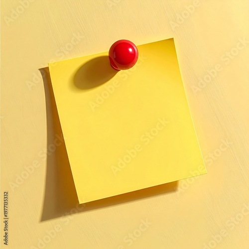 A yellow sticky note with a red tack.