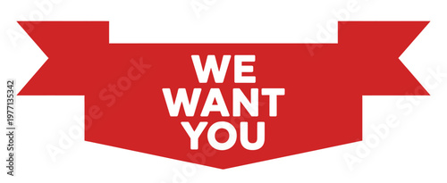 A vibrant red ribbon banner displays the text we want you boldly