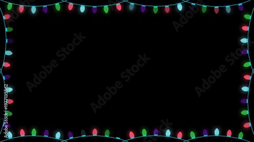 Flashing Light Bulb String Frame Animation with Alpha Channel for Holiday Parties