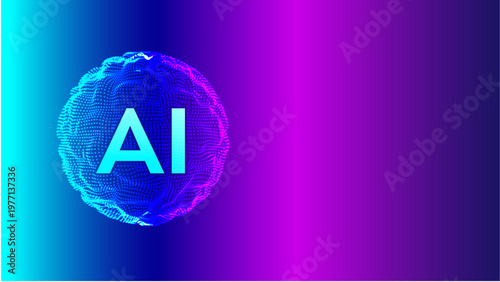 AI digital sphere on gradient background for technology concepts
