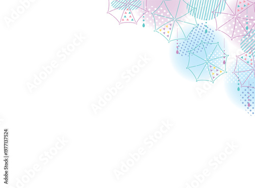 傘と雨の日のおしゃれなフレーム　シンプル