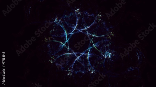 3d rendering illustration of Vibrant abstract background featuring flowing blue neon light waves with glowing energy effects