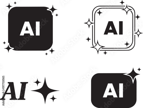 Black and white of the letters "ai" with starburst effects and geometric patterns letters ai abstract monochrome