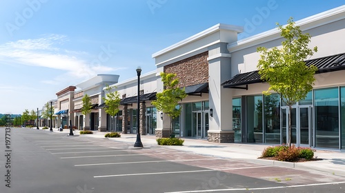 Modern shopping center strip mall exterior