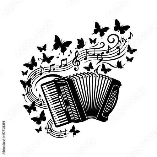 Gramophone books accordion silhouette