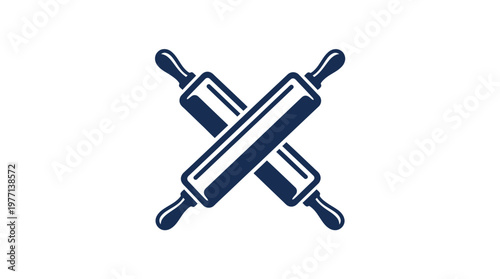 Crossed Rolling Pins Silhouette On White