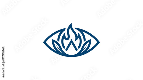 Abstract Eye Logo With Flame and Leaves