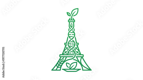 Eco-Friendly Eiffel Tower Design with DNA and Leaves
