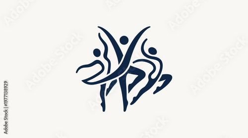 Abstract Dancers Creative Logo Design on White