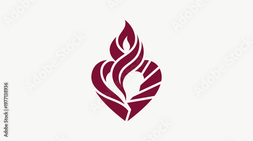 Elegant Abstract Heart Flame Logo on White Background