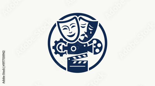 Theatre and Cinema Icon in Navy on White