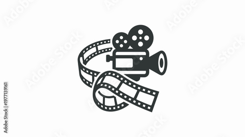 Vintage Movie Camera and Film Reel Icon