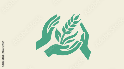 Hands Protecting Grain and Leaves Symbol