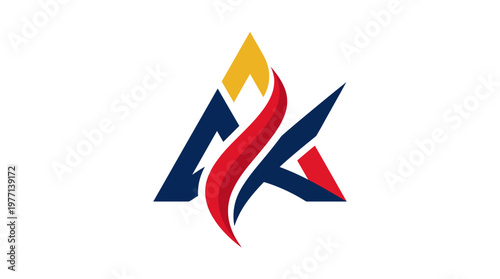 Abstract Company Logo with Flame and Triangle Elements
