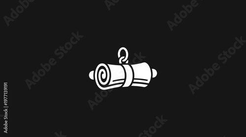 Minimalist Rolled Up Mat Icon on Black Background