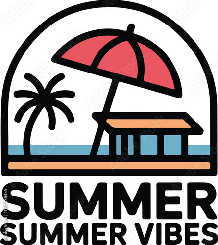 Summer vibes tropical beach typography graphic design print
