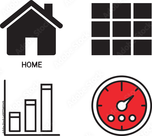 Of a house, calendar, and no smoking symbol on a white background, house home symbol, black house silhouette