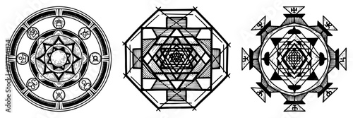 Adorable black cats cuddling with a coffee cup and a heart shaped pillow