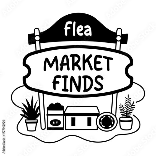 A glyph sticker featuring a flea market 


