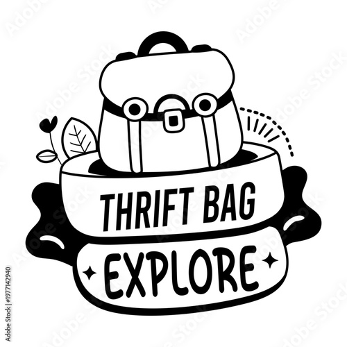 A glyph sticker of a thrift bag

