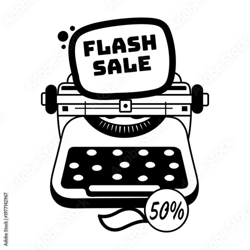 A glyph sticker featuring a vintage typewriter

