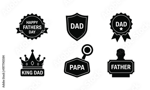 Fathers day awards and symbols vector silhouette illustration dad papa king dad.