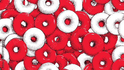 A continuous pattern of red blood cell flow, a vector illustration of a microscopic view.