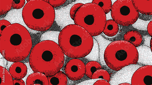 A continuous pattern of red blood cell flow, a vector illustration of a microscopic view.